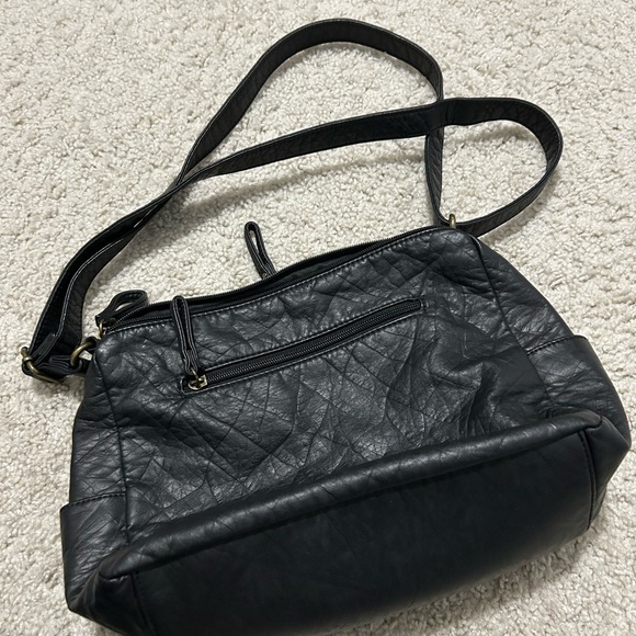 Bueno Black Crossbody Bag with Adjustable Strap and Textured Finish - Picture 2 of 6